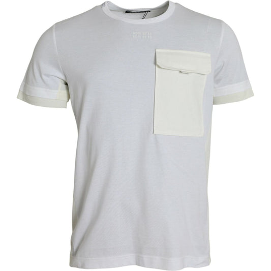 Dolce & Gabbana White Cotton Pocket Short Sleeves T-shirt TSH84611-48