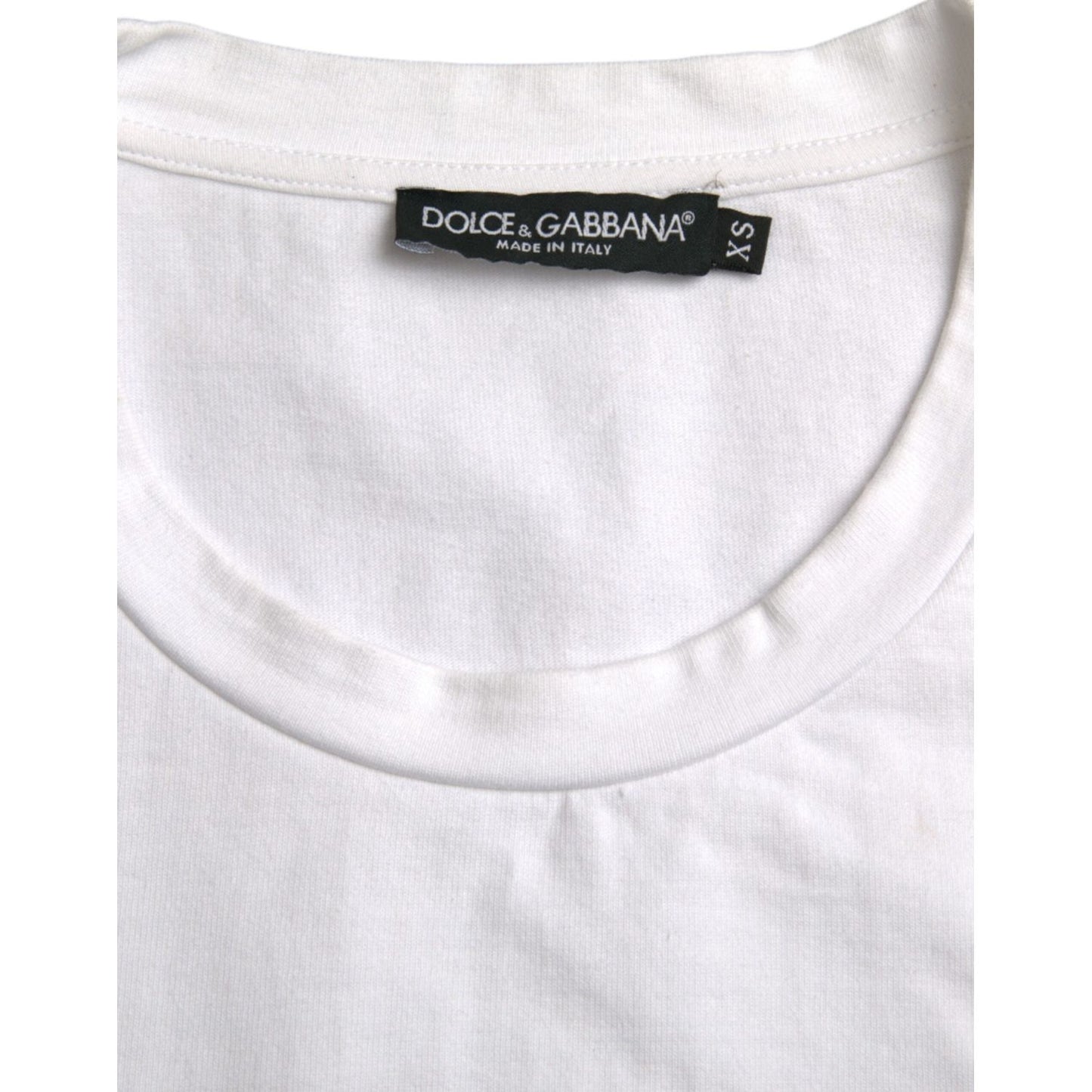 Dolce & Gabbana White Amor Heart Cotton Crewneck Short Sleeve T-shirt TSH84859-XS