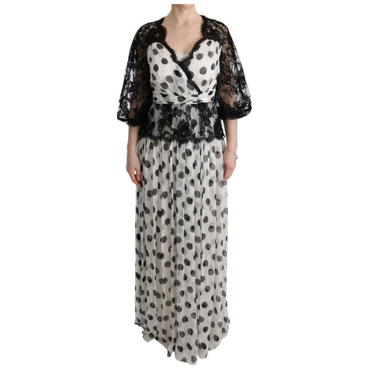 Dolce & Gabbana Black White Polka Dotted Floral Dress SIG60596-1