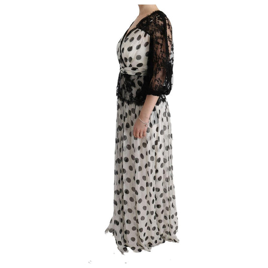 Dolce & Gabbana Black White Polka Dotted Floral Dress SIG60596-1