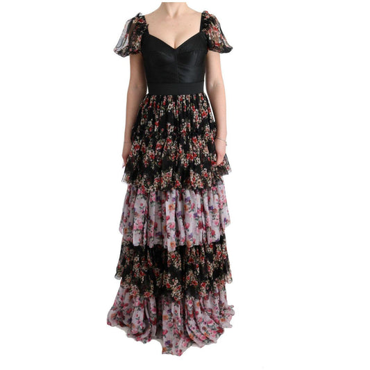 Dolce & Gabbana Multicolor Silk Stretch Floral Shift Long Dress SIG60609-1