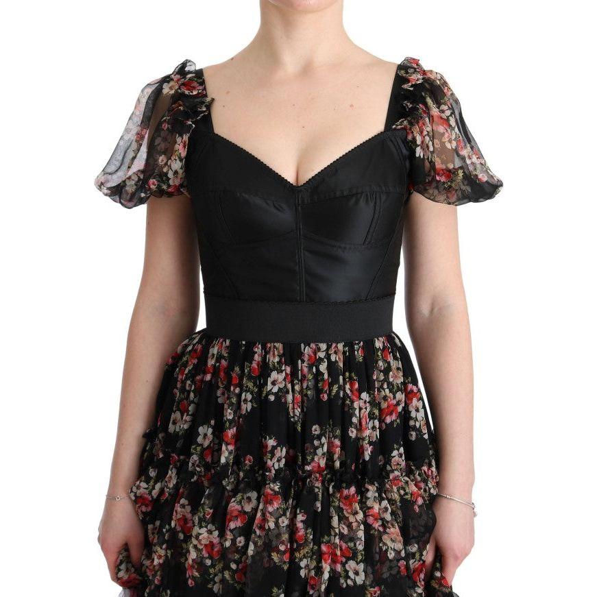Dolce & Gabbana Multicolor Silk Stretch Floral Shift Long Dress SIG60609-1