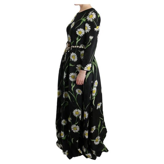 Dolce & Gabbana Multicolor Silk Sunflower Print Long Maxi Dress SIG60646-3