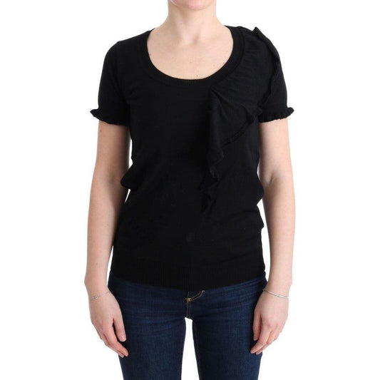 MARGHI LO' Black 100% Lana Wool Top Blouse T-shirt SIG30146-1
