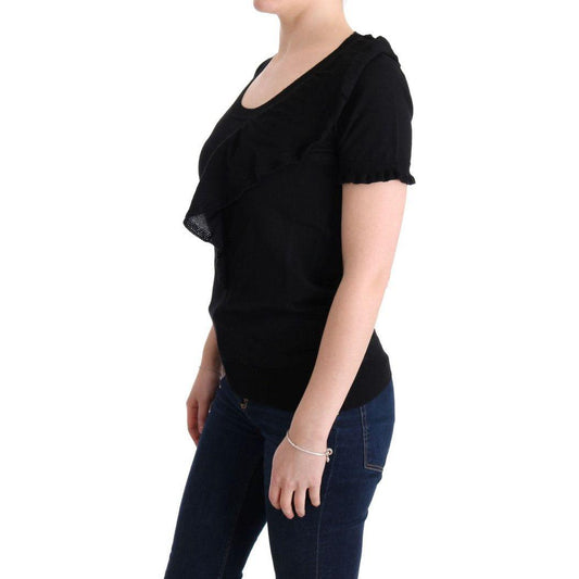 MARGHI LO' Black 100% Lana Wool Top Blouse T-shirt SIG30146-1