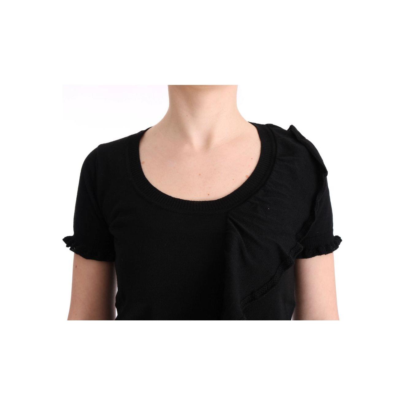MARGHI LO' Black 100% Lana Wool Top Blouse T-shirt SIG30146-1