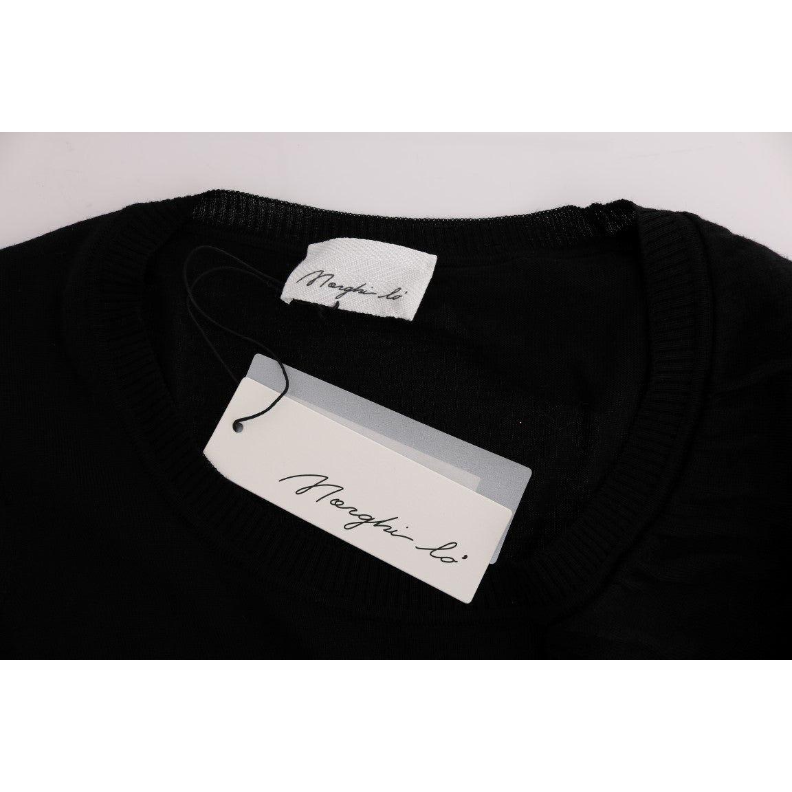 MARGHI LO' Black 100% Lana Wool Top Blouse T-shirt SIG30146-1