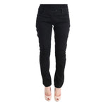 Ermanno Scervino Black Cotton Slim Fit Casual Pants SIG30305-4
