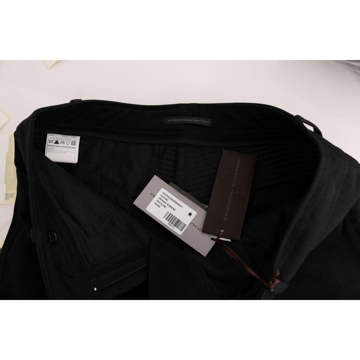 Ermanno Scervino Black Cotton Slim Fit Casual Pants SIG30305-4