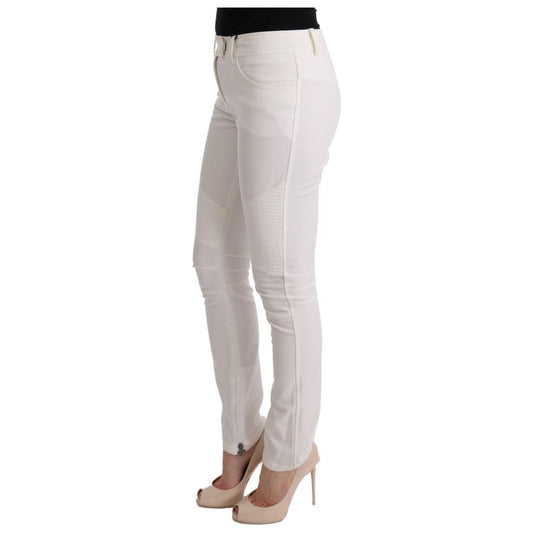 Ermanno Scervino White Cotton Slim Fit Casual Pants SIG30306-2