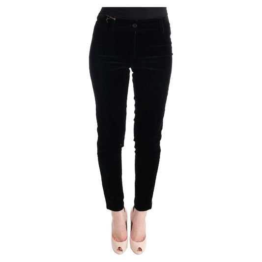 Ermanno Scervino Black Viscose Blend Velvet Cropped Pants SIG30308-1
