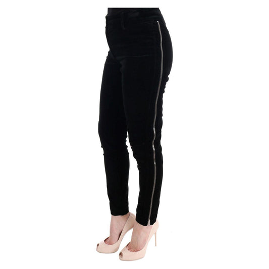 Ermanno Scervino Black Viscose Blend Velvet Cropped Pants SIG30308-1