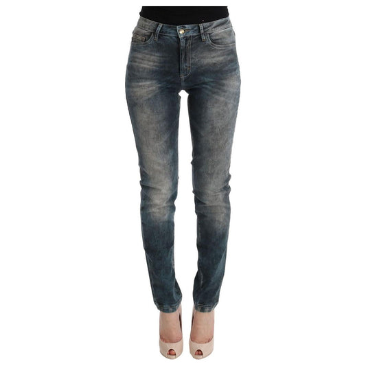 Cavalli Blue Wash Cotton Blend Slim Fit Jeans SIG32424-1