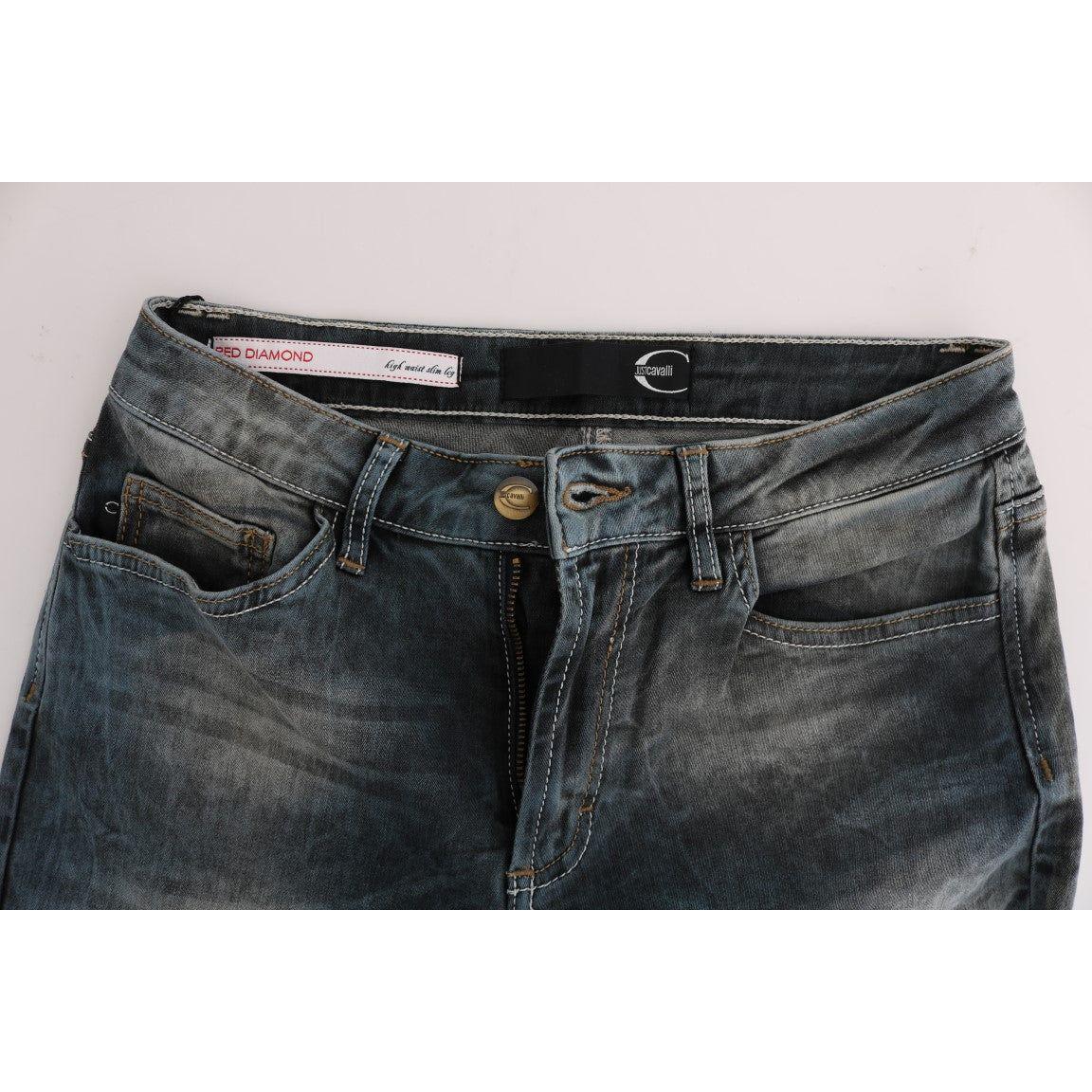 Cavalli Blue Wash Cotton Blend Slim Fit Jeans SIG32424-1