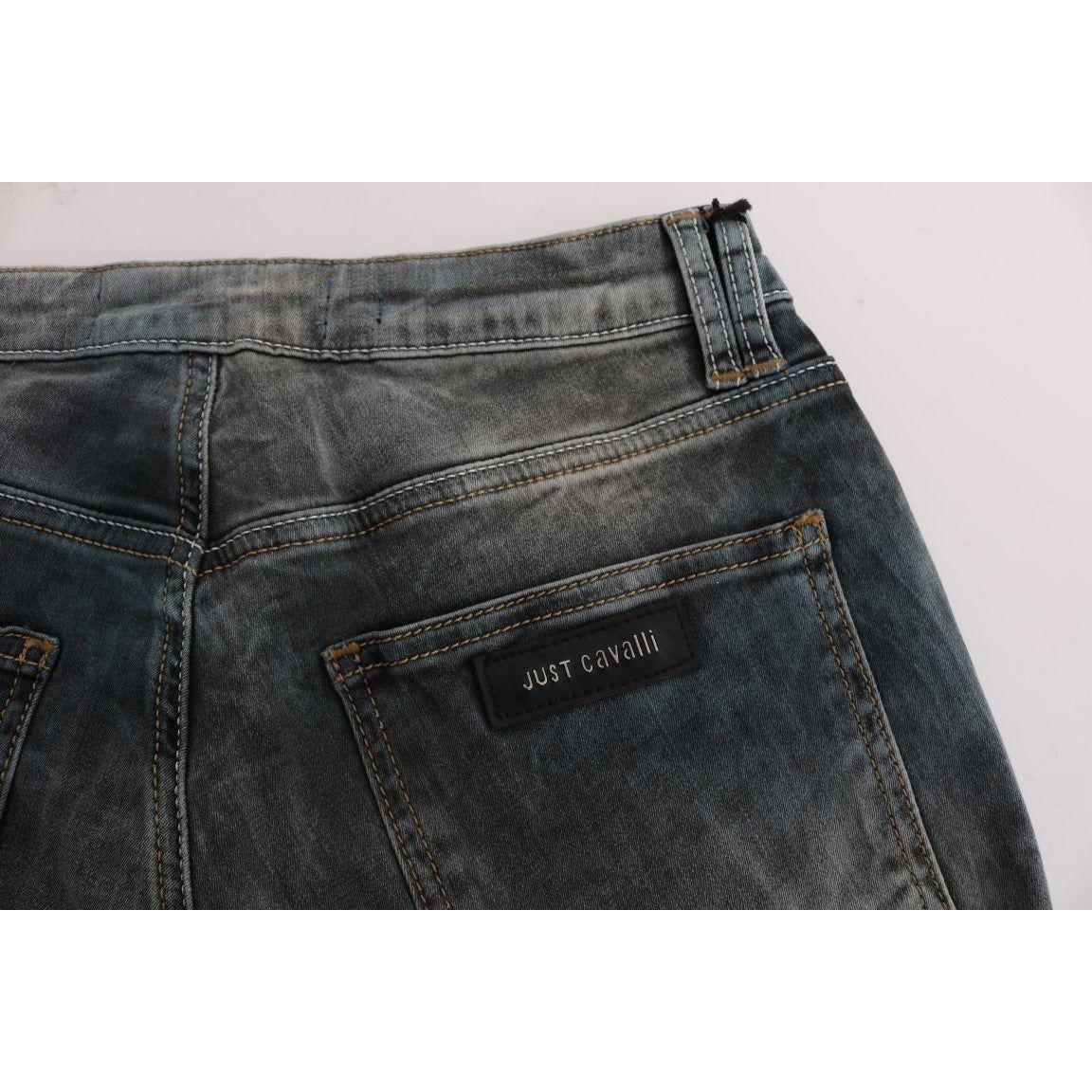 Cavalli Blue Wash Cotton Blend Slim Fit Jeans SIG32424-1