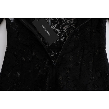 Dolce & Gabbana Black Floral Lace Chamomile Sicily Dress