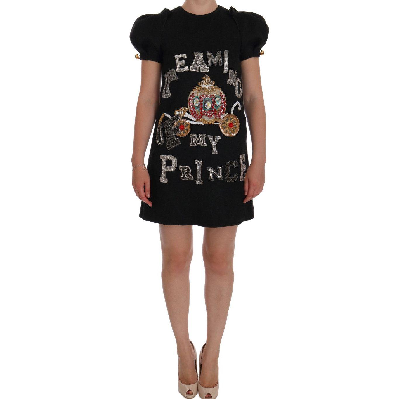 Dolce & Gabbana Gray Crystal "Dreaming of My Prince" Dress