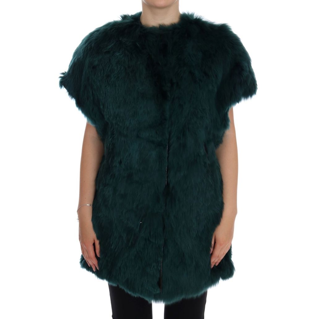 Dolce & Gabbana Green Alpaca Fur Vest Sleeveless Jacket