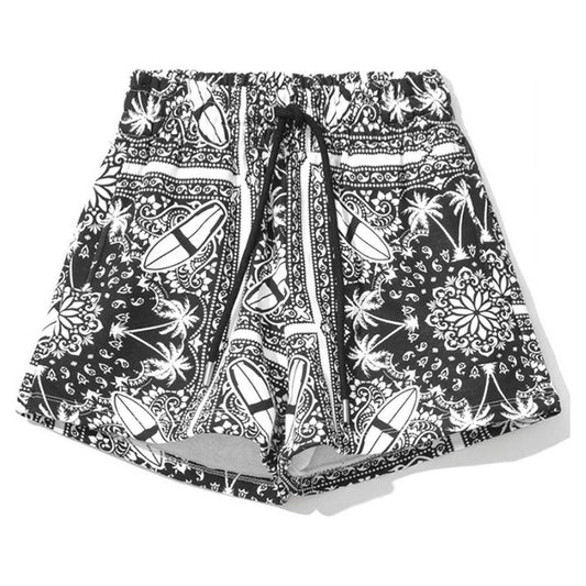 Comme Des Fuckdown Chic Monochrome Palms Cotton Shorts
