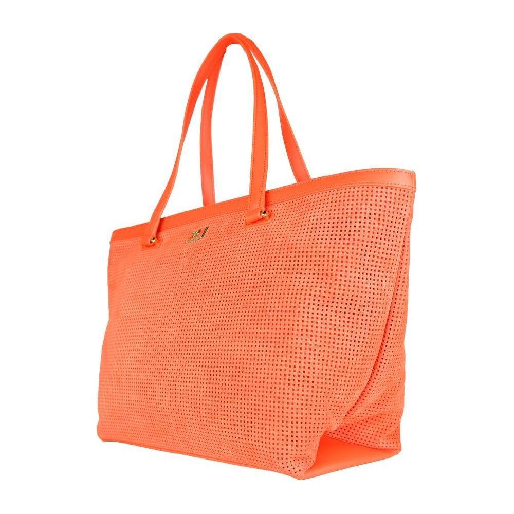 Cavalli Class Orange Calfskin Women Handbag Shoulder Bag