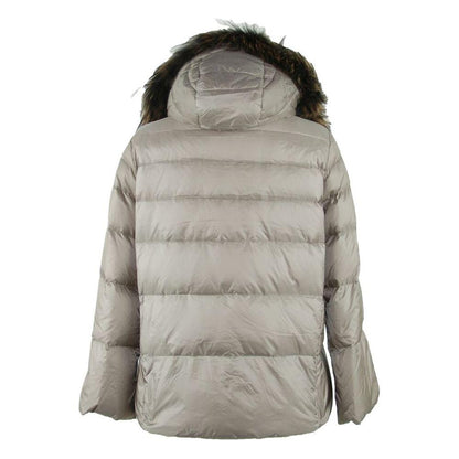 Emilio Romanelli Elegant Gray Polyamide Fur-Trimmed Coat