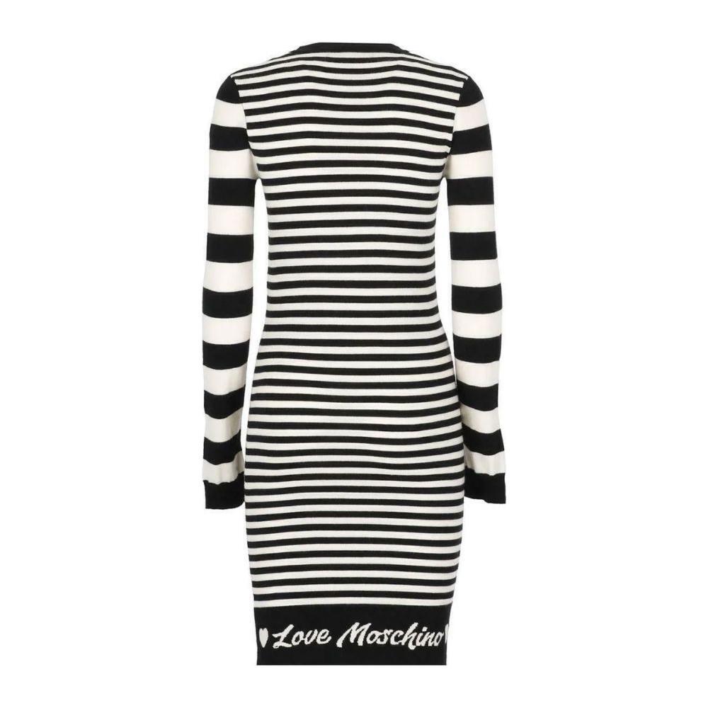 Love Moschino Elegant Striped Knit Dress with Long Sleeves