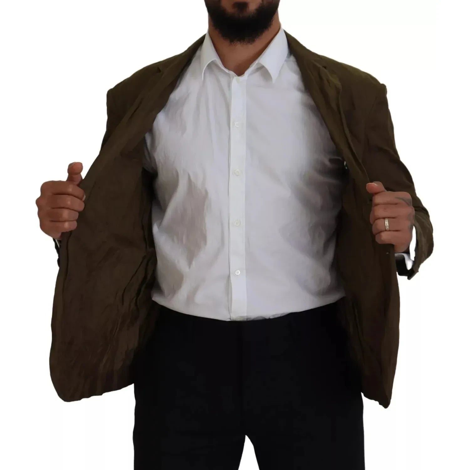 绿色单排扣男士大衣西装外套