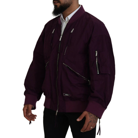 Dsquared² Purple Polyester Full Zipper Bomber Jacket JKT3540-48