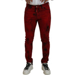 Dsquared² Red Cotton Tie Dye Skinny Casual Men Denim Jeans PAN74445-48