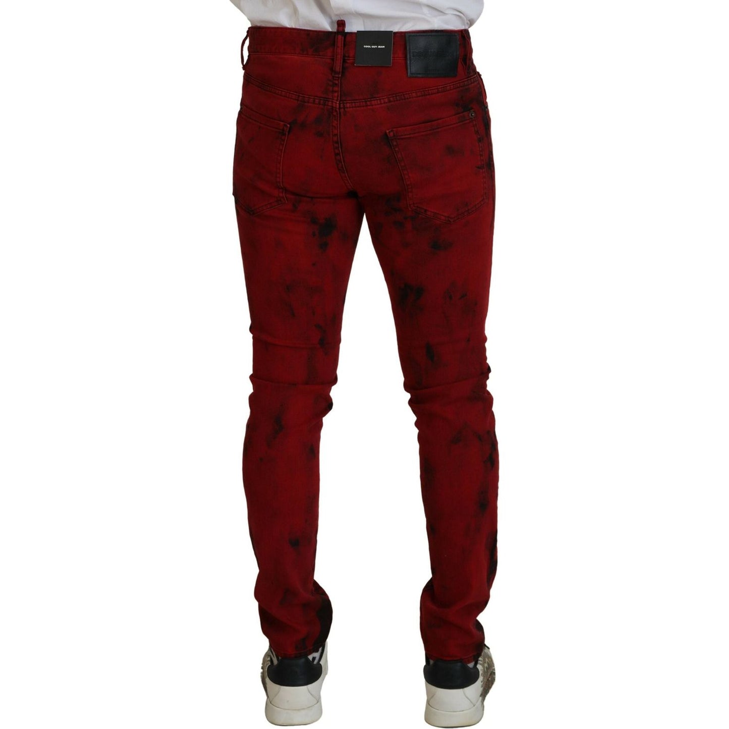 Dsquared² Red Cotton Tie Dye Skinny Casual Men Denim Jeans PAN74445-48