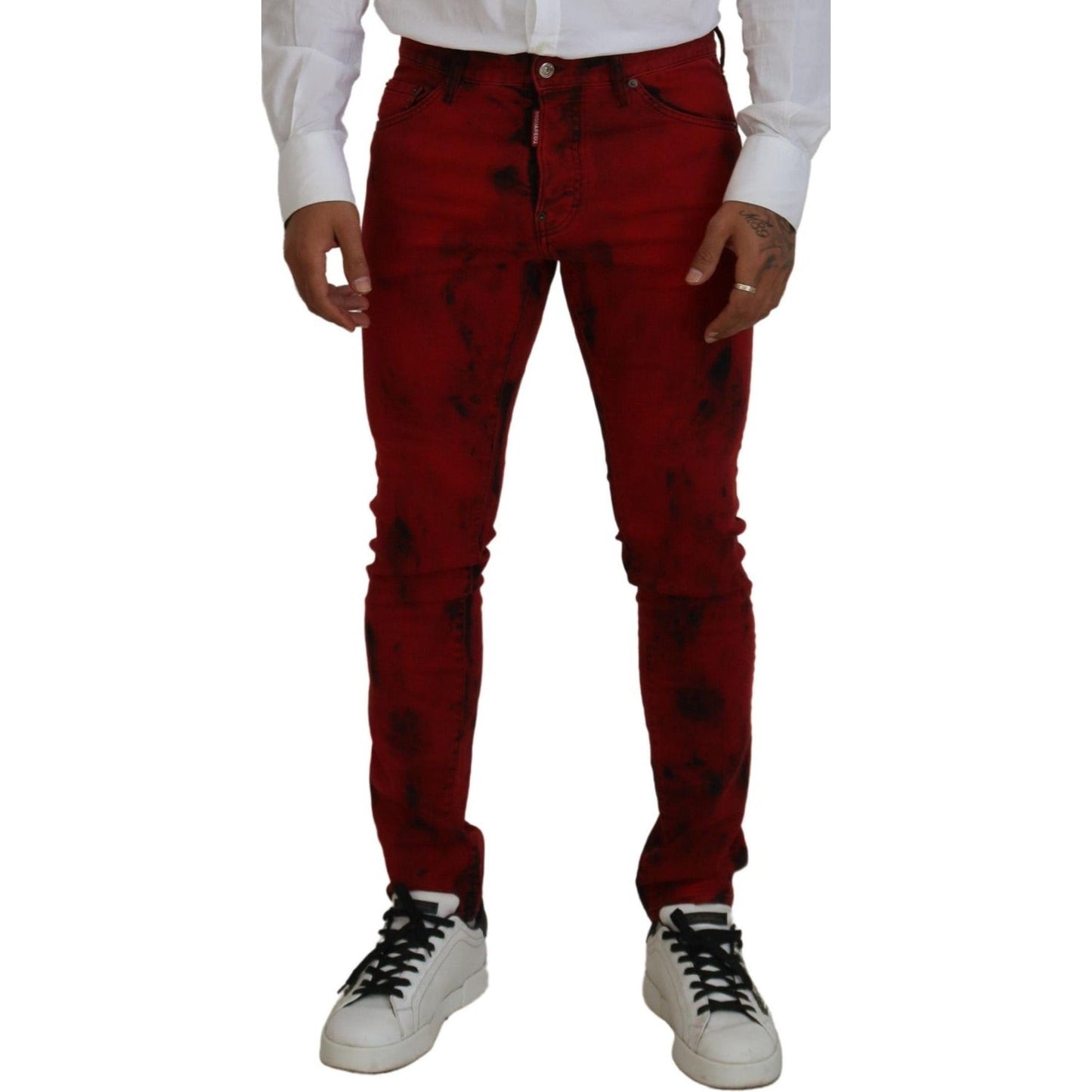 Dsquared² Red Cotton Tie Dye Skinny Casual Men Denim Jeans PAN74445-48