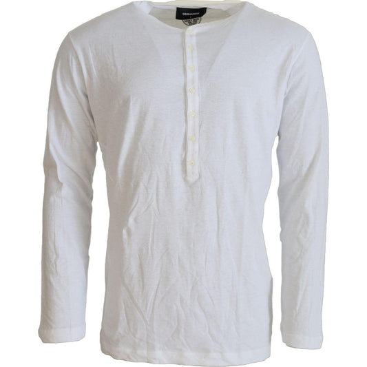 Dsquared² White Cotton Linen Long Sleeves Pullover Sweater TSH83202-50