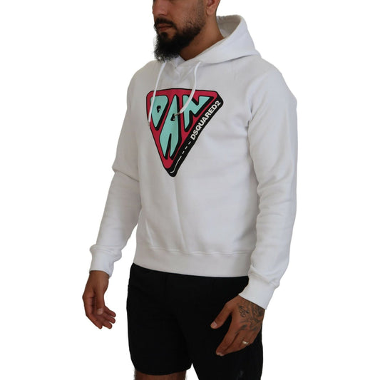 Dsquared² White Cotton Hooded Printed Pullover Sweater TSH83489-48