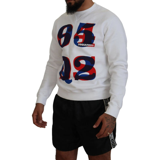 Dsquared² White Printed Long Sleeves Pullover Sweater TSH83529-48