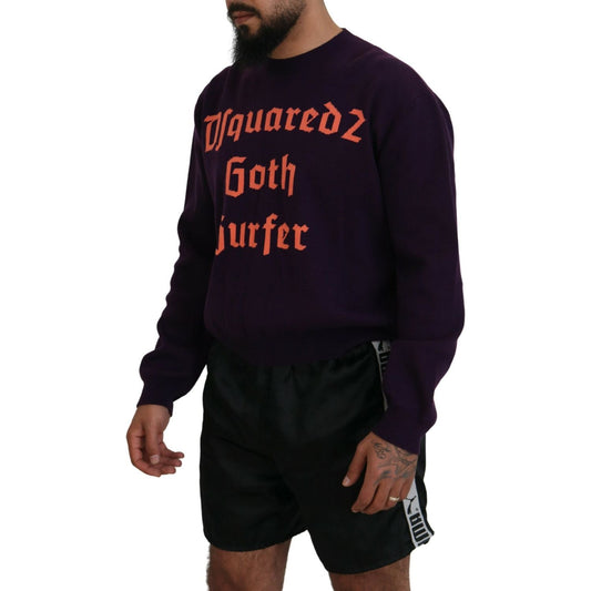 Dsquared² Purple Cotton Printed Men Pullover Sweater TSH83540-48