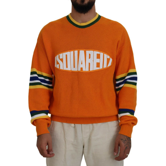 Dsquared² Orange Printed Long Sleeves Men Pullover Sweater TSH83543-48