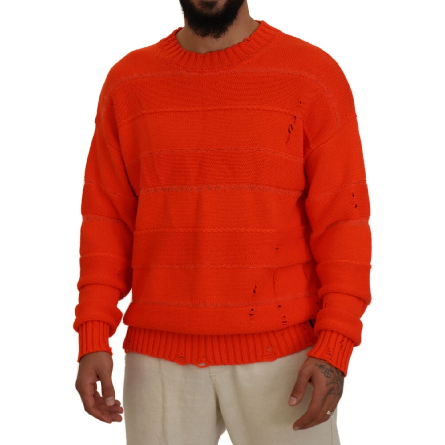 Dsquared² Orange Cotton Long Sleeves Men Pullover Sweater