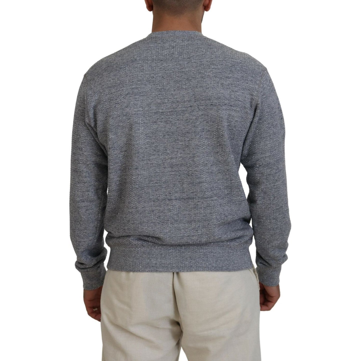 Dsquared² Gray Crystal Embellishment Men Pullover Sweater TSH83559-48