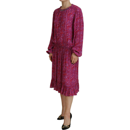 Dsquared² Fuchsia Stars Embellished Long Sleeves Dress DR28841-38