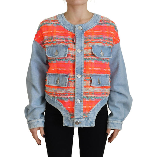 Dsquared² Orange Blue Panelled Button Front Denim Jacket JKT3515-38