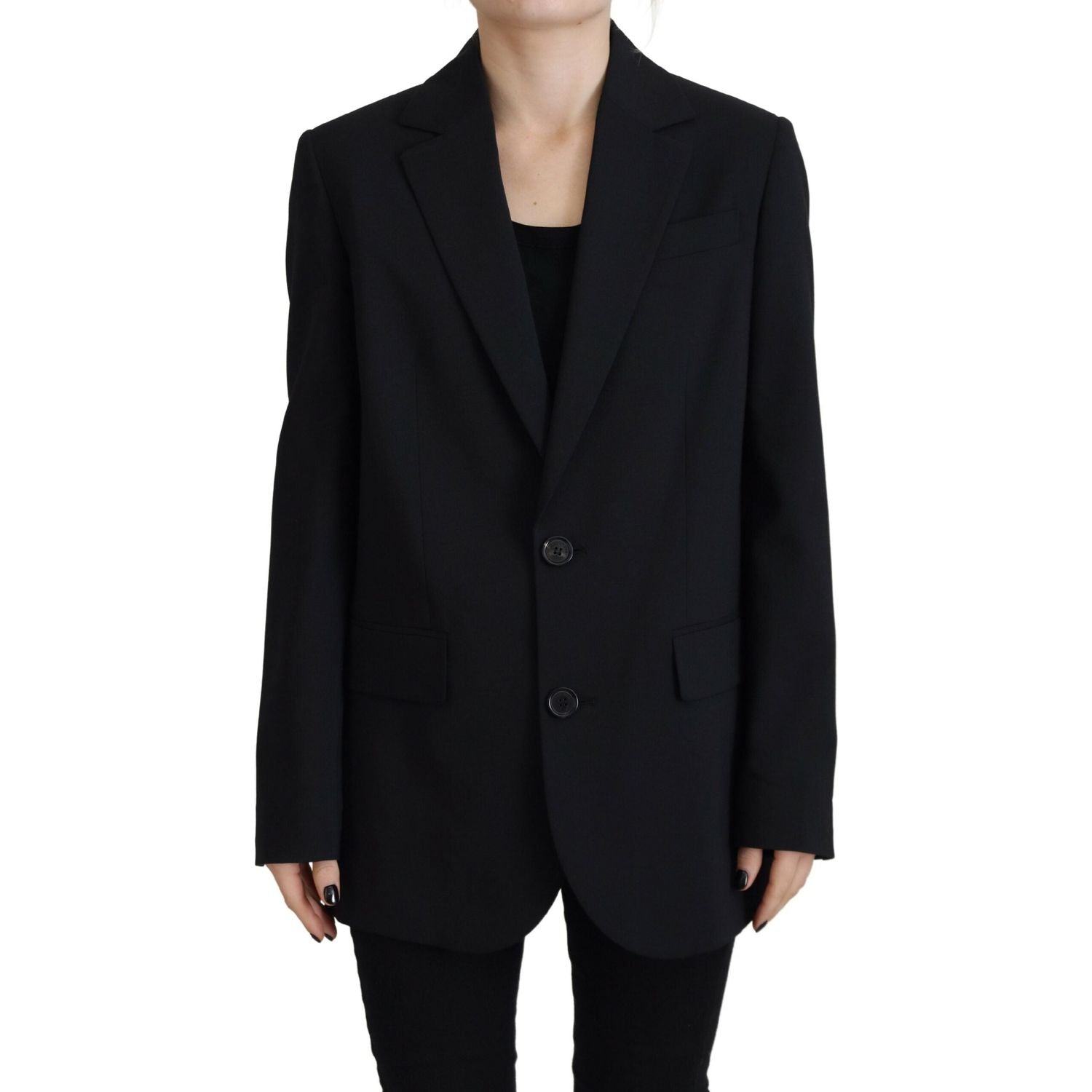 سترة Dsquared² ذات صدر واحد ومزينة بالزهور باللون الأسود