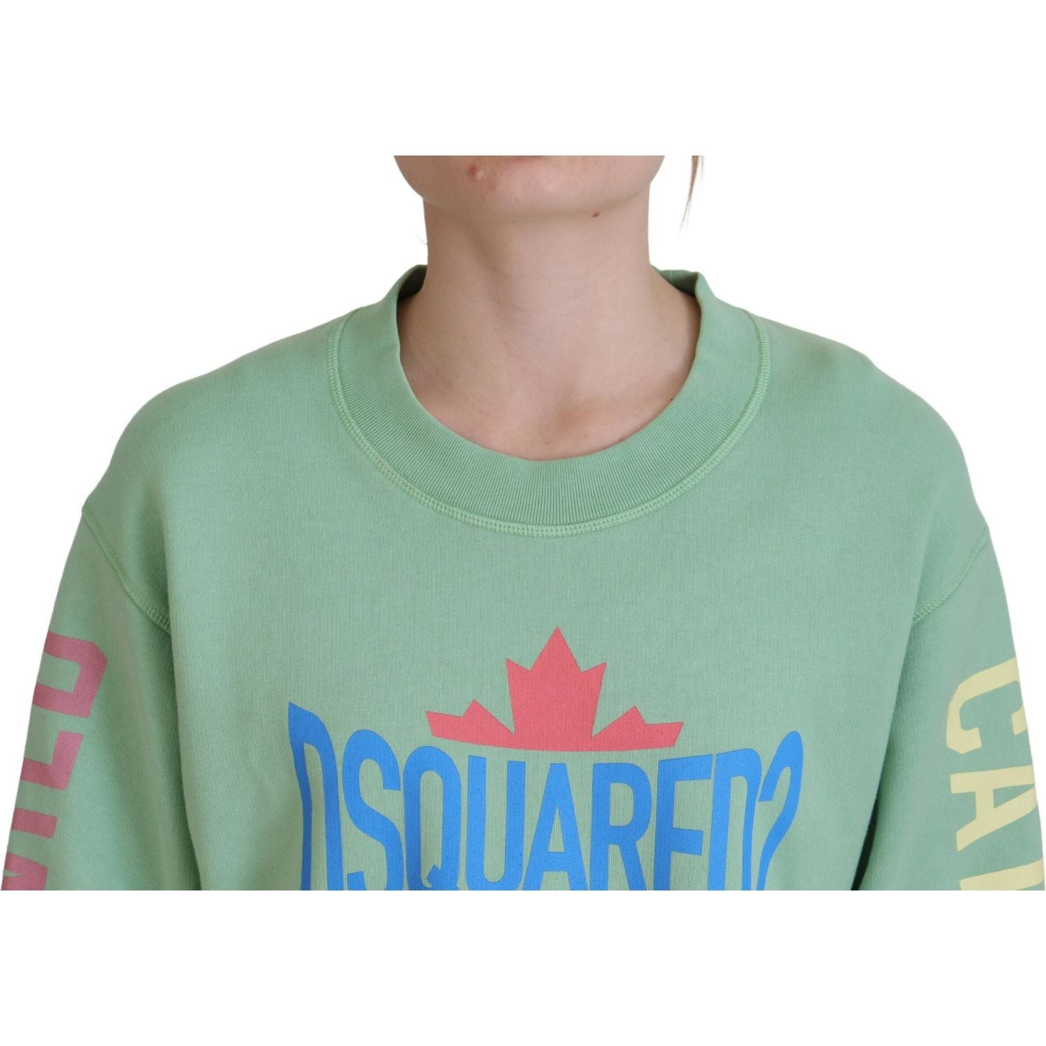 سترة Dsquared² ذات رقبة دائرية وأكمام طويلة مطبوعة بشعار أخضر