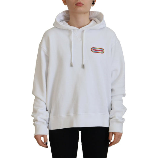 Dsquared² White Logo Patch Cotton Hoodie Sweatshirt Sweater TSH83458-38