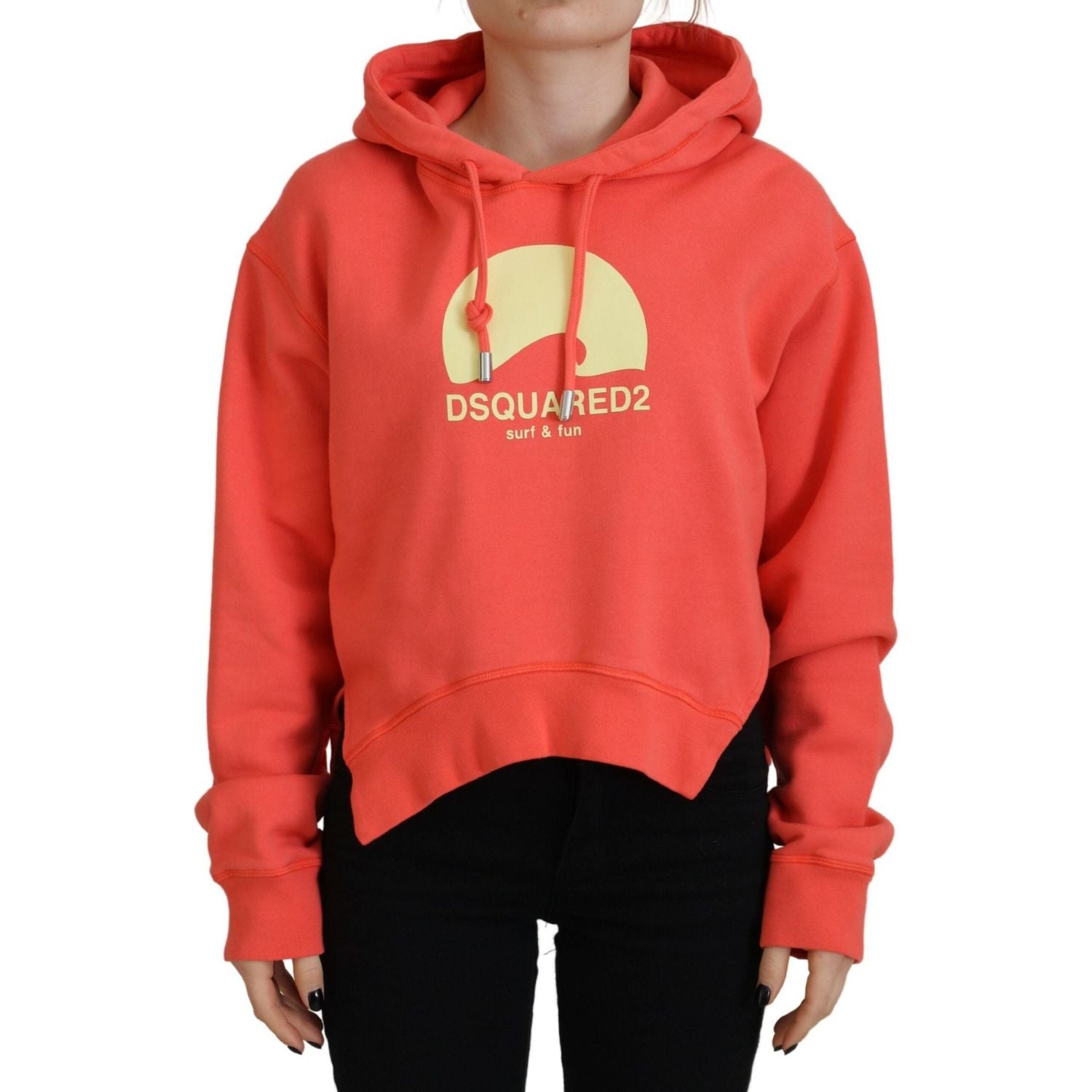 سويت شيرت بغطاء رأس من القطن مطبوع عليه شعار Dsquared² باللون الوردي