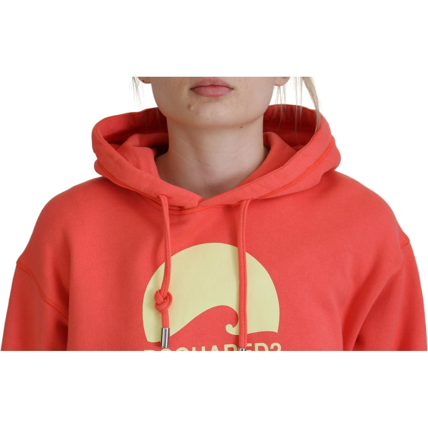 سويت شيرت بغطاء رأس من القطن مطبوع عليه شعار Dsquared² باللون الوردي