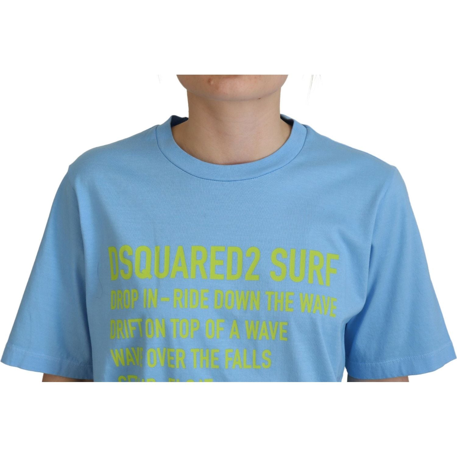 تي شيرت Dsquared² أزرق مطبوع عليه شعار قطني بأكمام قصيرة وياقة دائرية