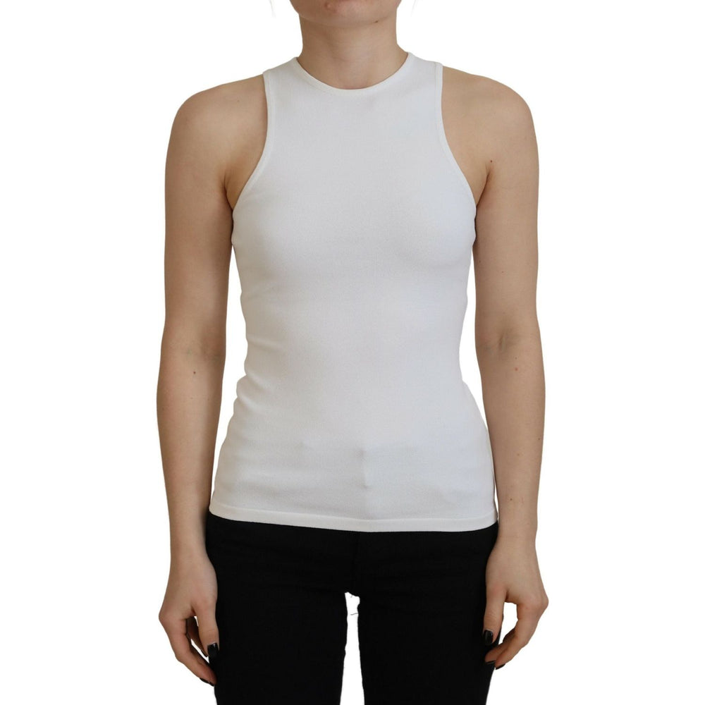 Dsquared² White Viscose Sleeveless Round Neck Tank T-shirt TSH83391-38