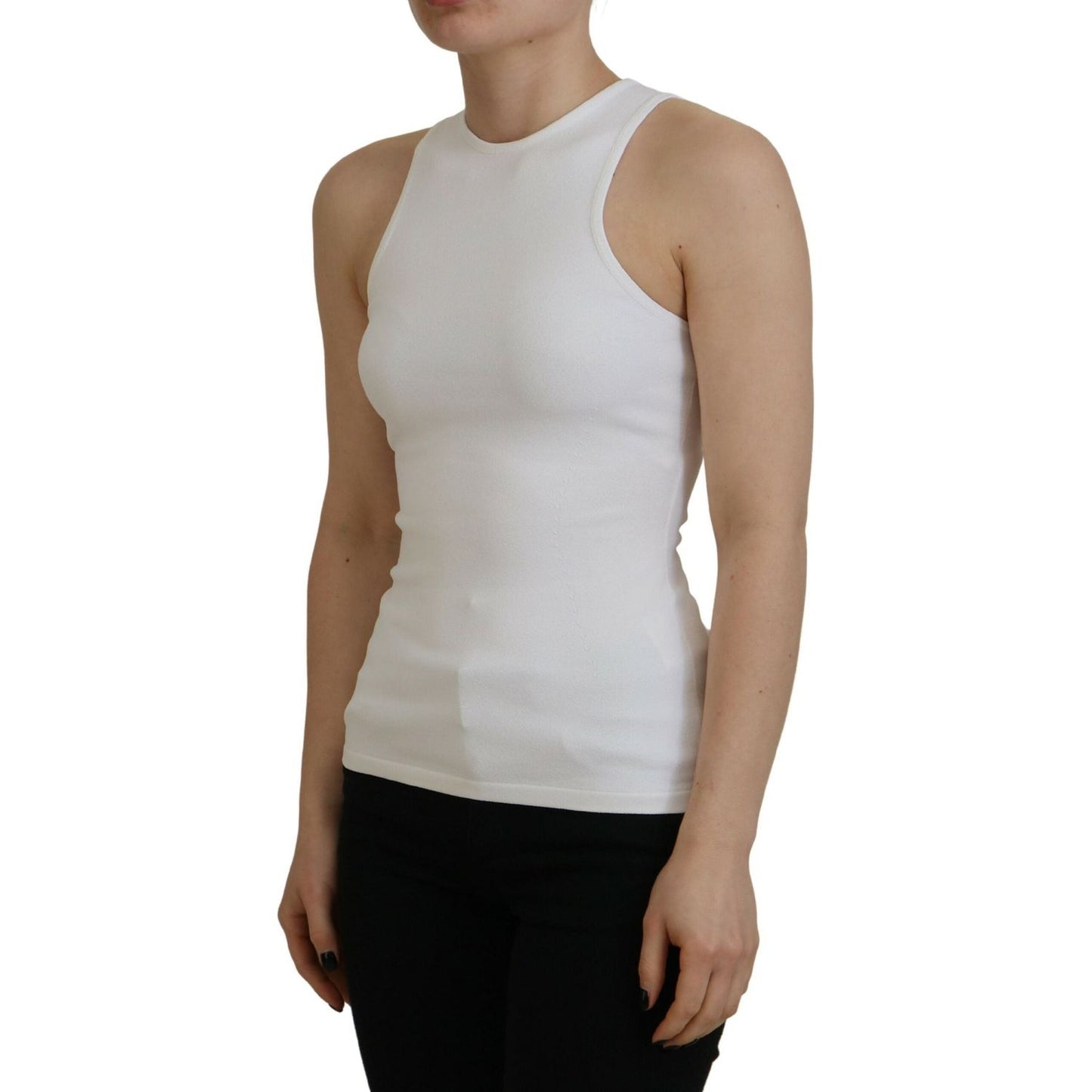 Dsquared² White Viscose Sleeveless Round Neck Tank T-shirt TSH83391-38