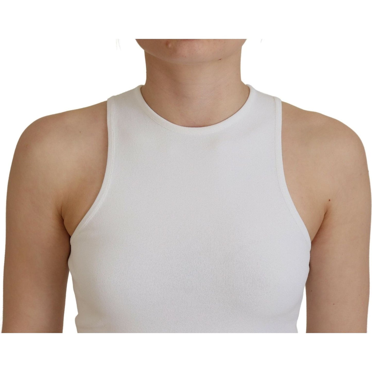 Dsquared² White Viscose Sleeveless Round Neck Tank T-shirt TSH83391-38