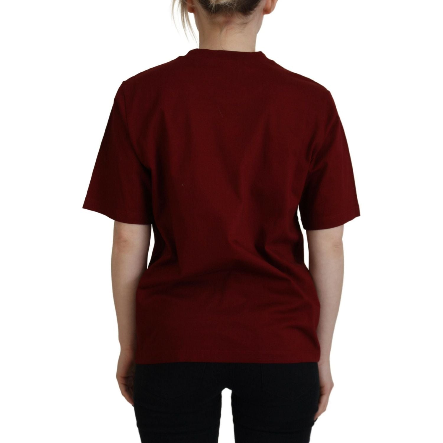 تي شيرت Dsquared² Maroon Logo من القطن برقبة دائرية وأكمام قصيرة